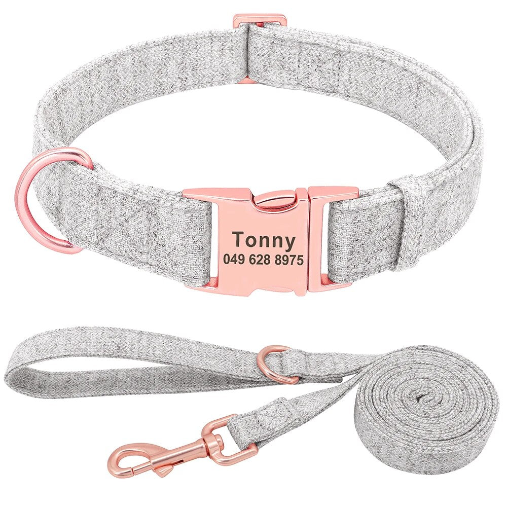 Custom Engraved Dog Collar and Leash From Durable Hemp.