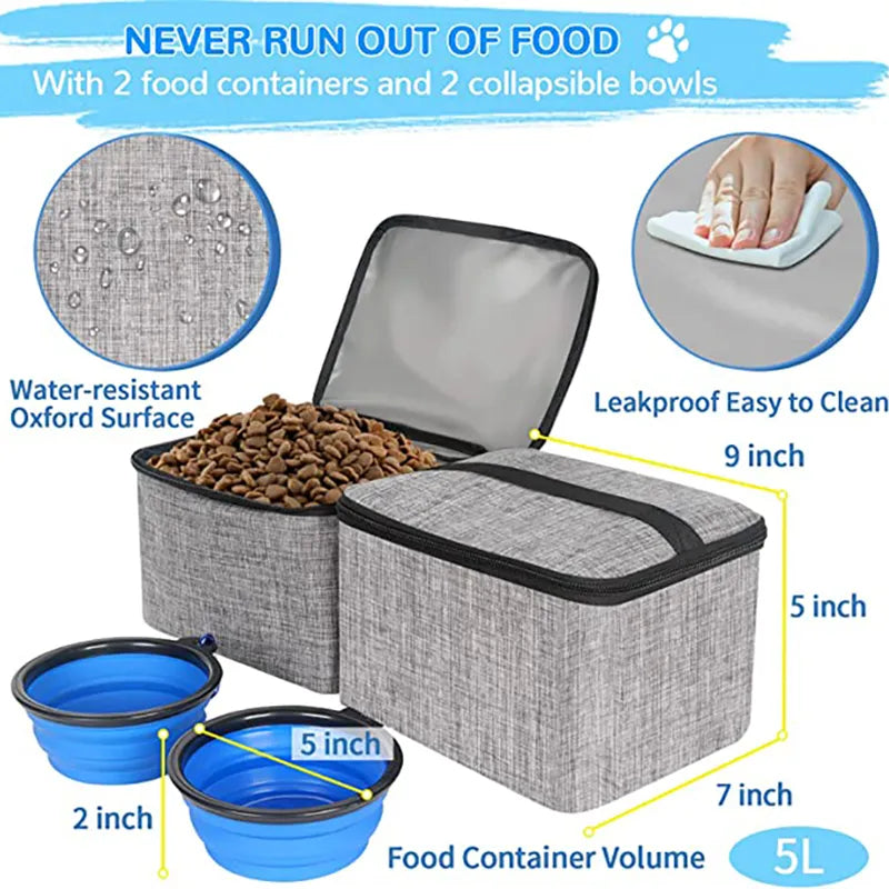 Outdoor Dog Organizer Bag With Bowl Sets - Perfect for Travel & Holiday Time