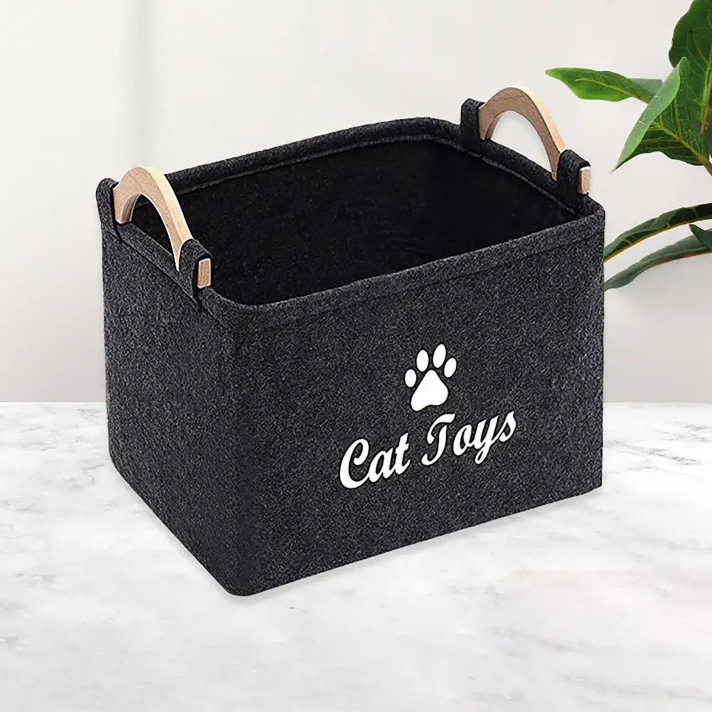 Dog or Cat Toy Storage Container with Wooden Handles