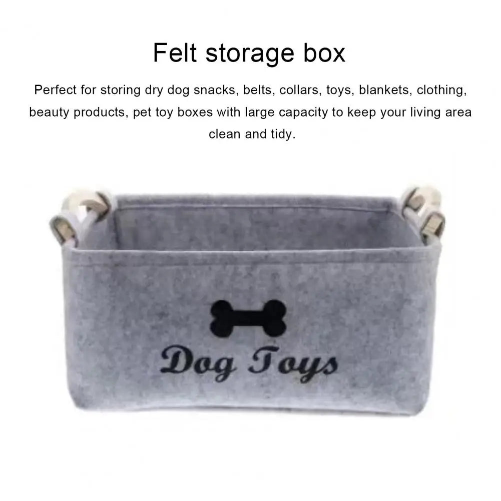 Dog or Cat Toy Storage Container with Wooden Handles