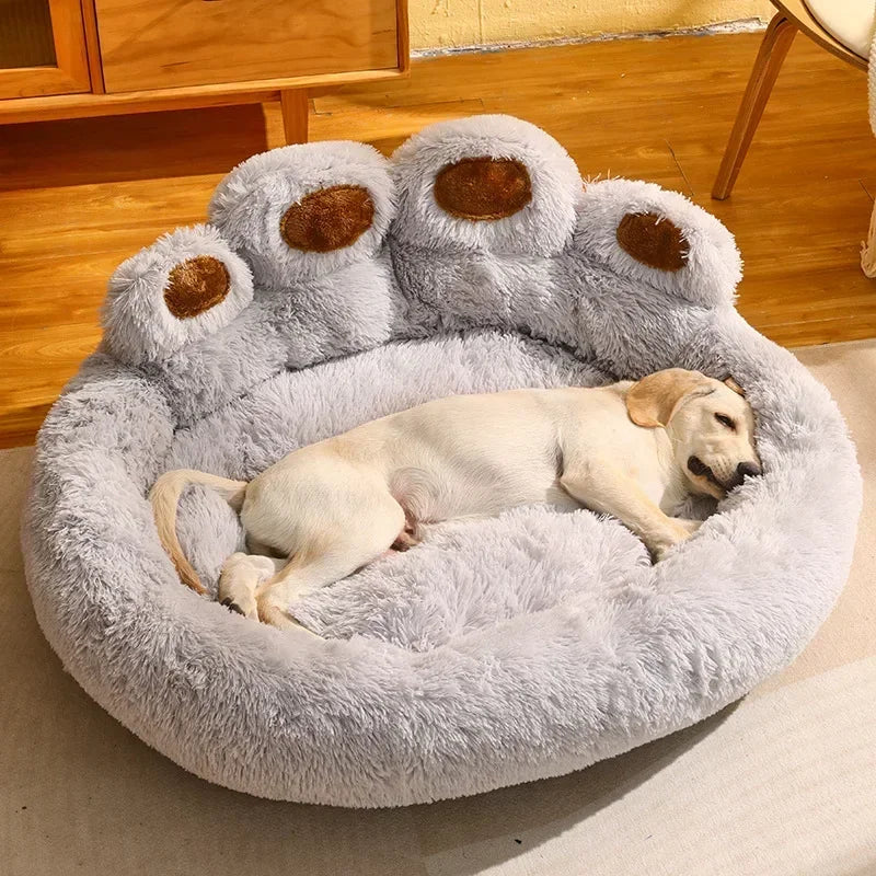 Large Paw Shaped Fluffy Dog Bed