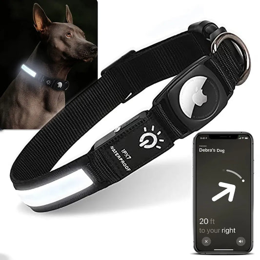 Waterproof Dog Collar with  Super bright light for Apple Airtag