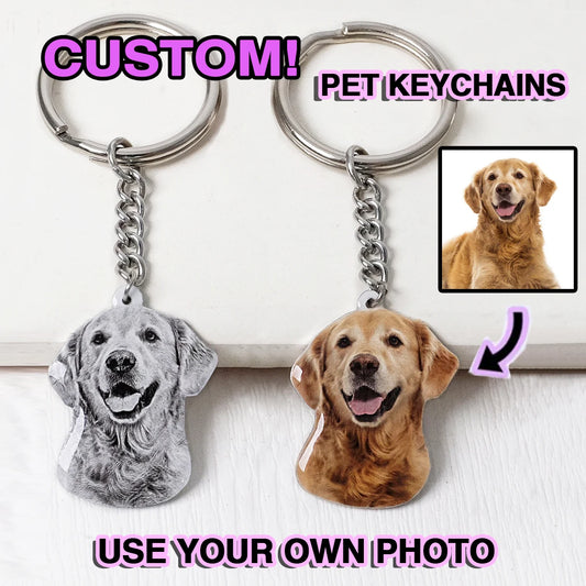 Custom Pet Photo Keychain With Your Pets Name & Picture