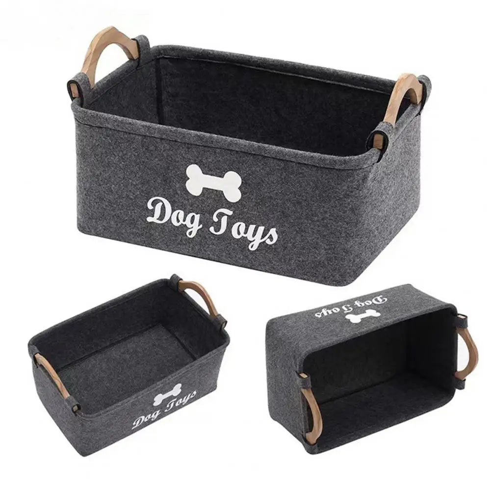 Dog or Cat Toy Storage Container with Wooden Handles