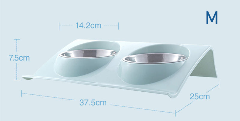 Double Stainless Steel Slow Feeding Raised Bowls