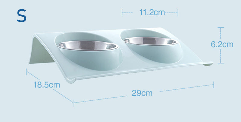 Double Stainless Steel Slow Feeding Raised Bowls