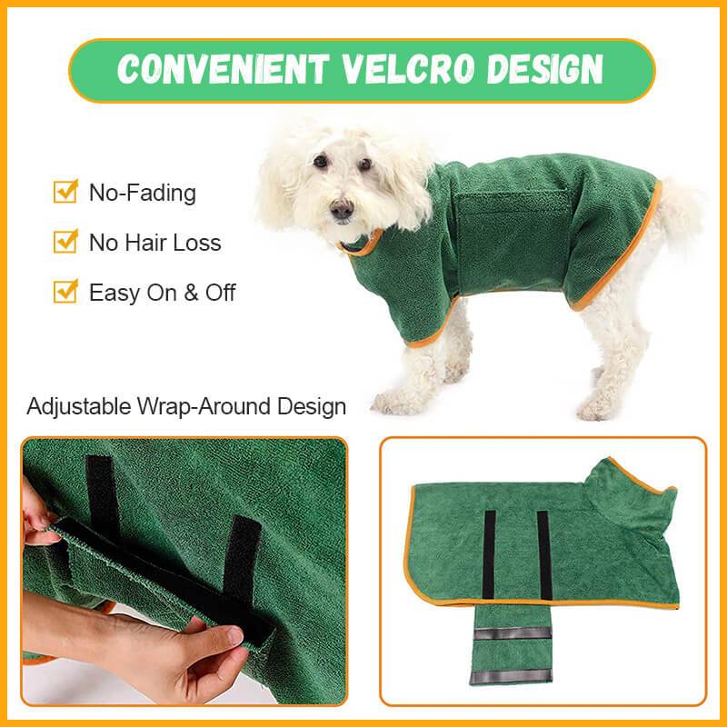 Super Soft Luxury Dog Bathrobe Towel - dries your dog super quick