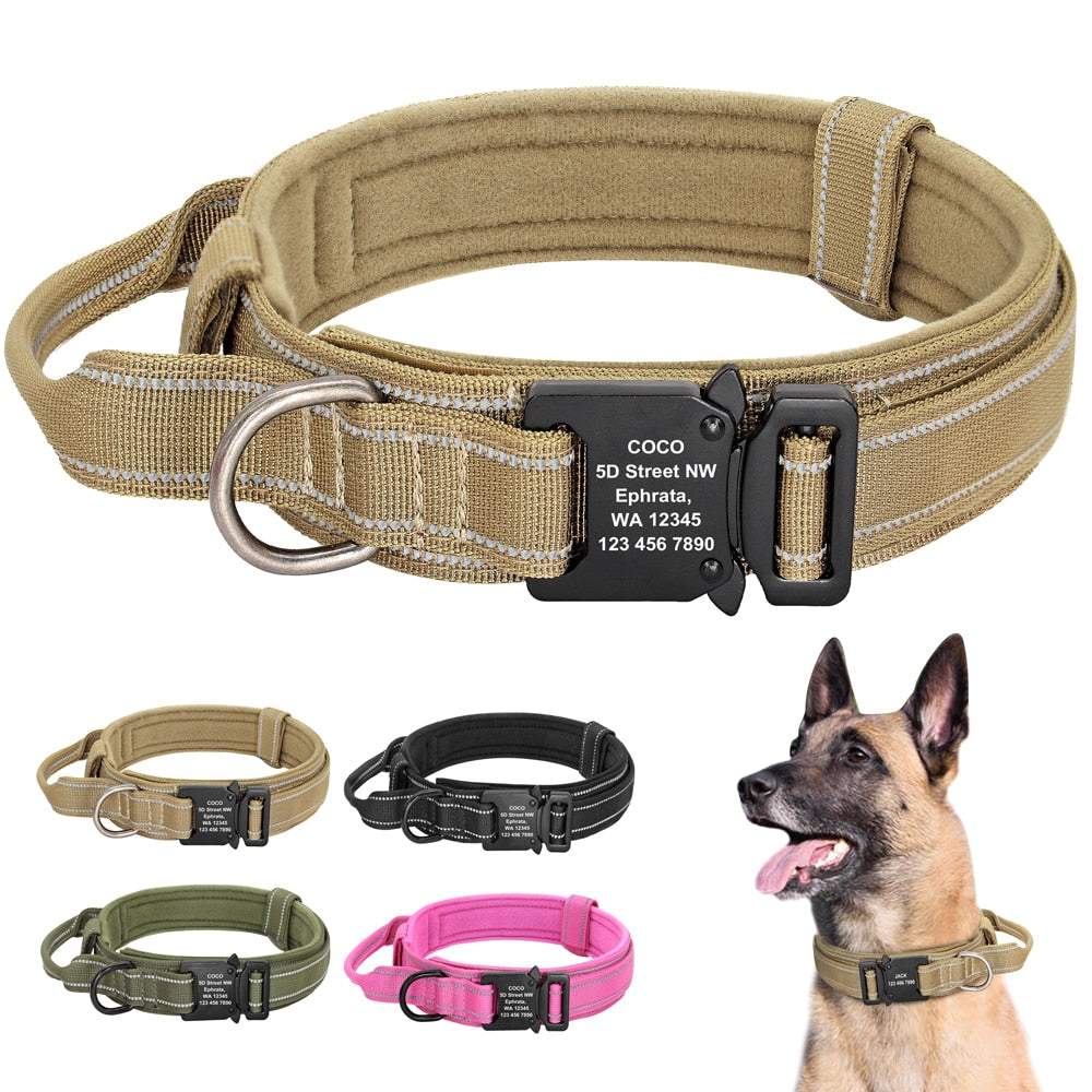 Personalized Military Tactical Adjustable Training Collar For Medium and Large Dogs