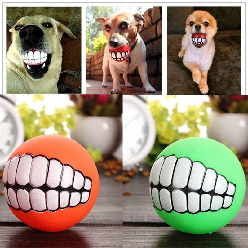 Squeaky Cleaning Tooth Dog Ball - Bright Colours