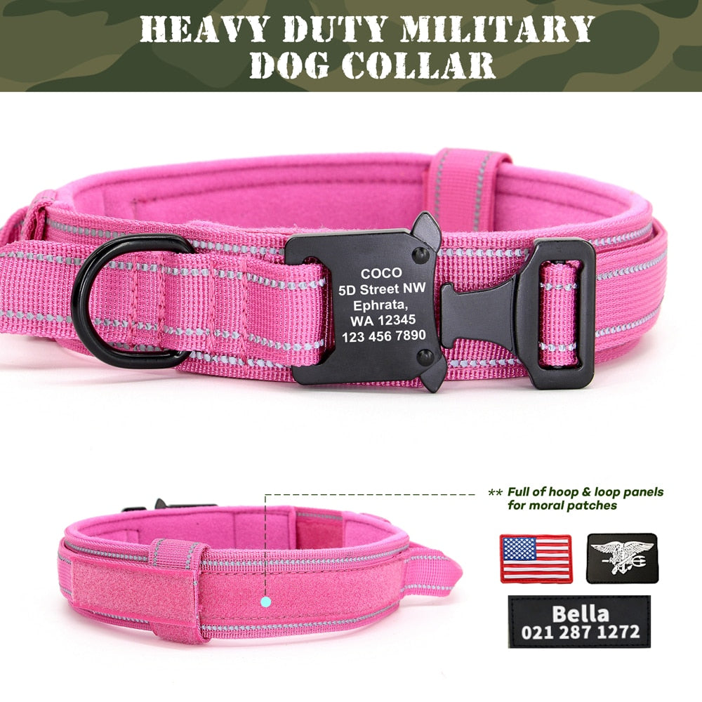 Personalized Military Tactical Adjustable Training Collar For Medium and Large Dogs