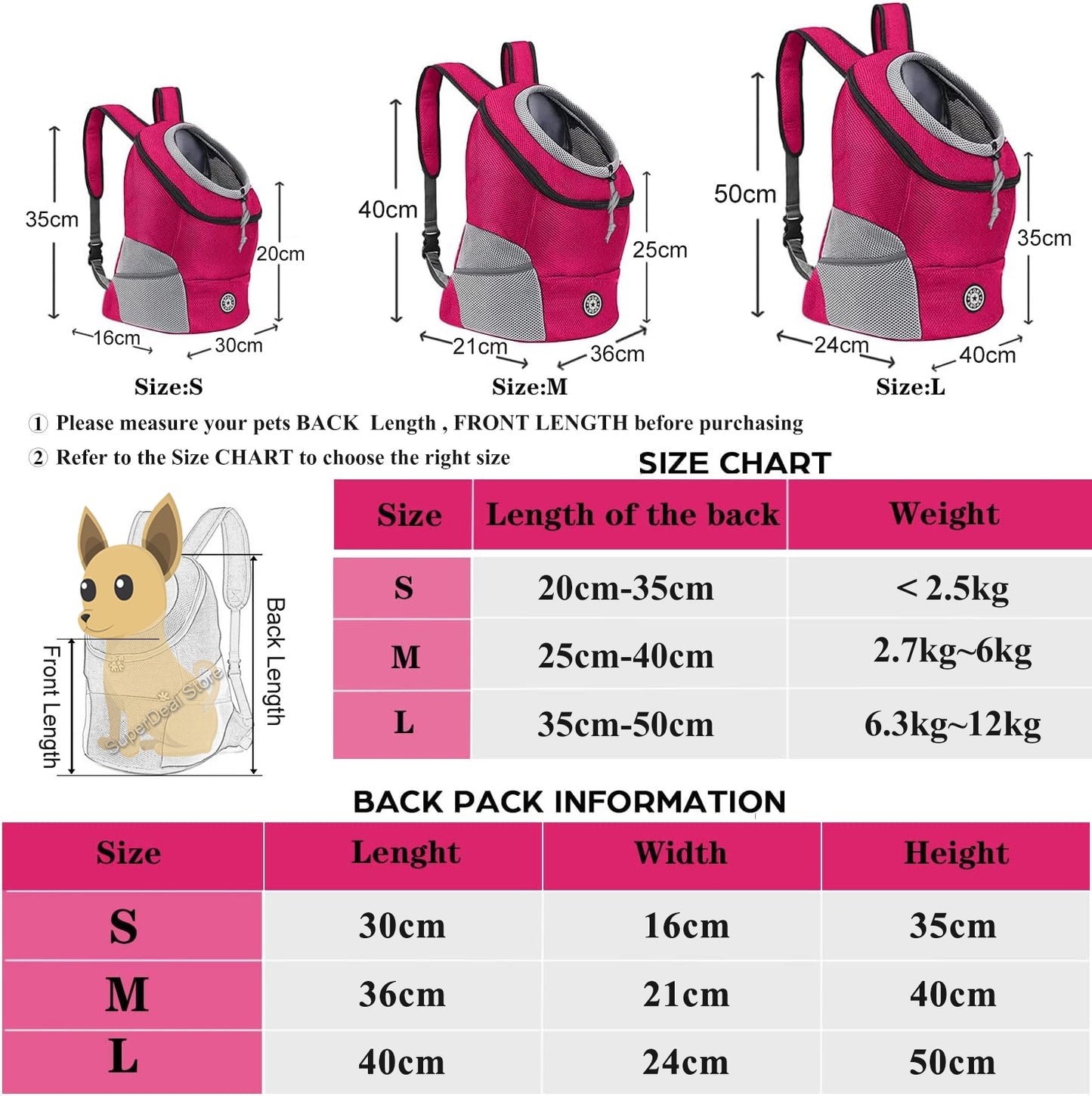 Pet Dog Backpack Carrier - Perfect for days out and travelling together