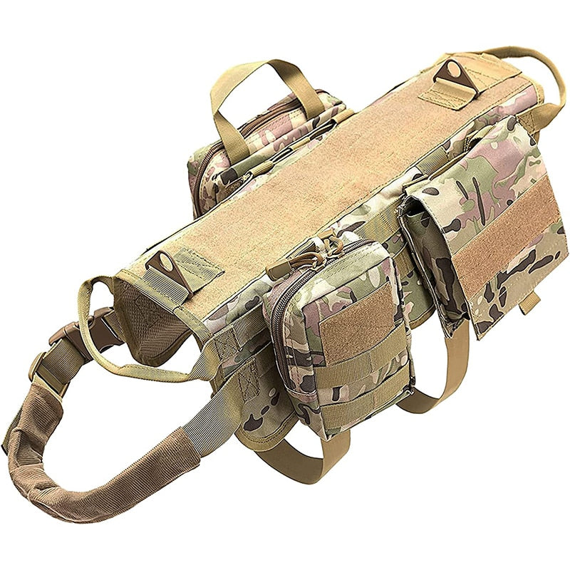 Tactical Dog Camouflage Harness with Pouches