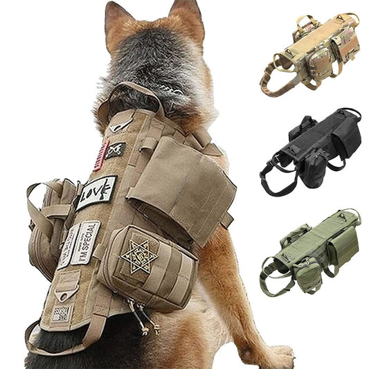 Tactical Dog Camouflage Harness with Pouches