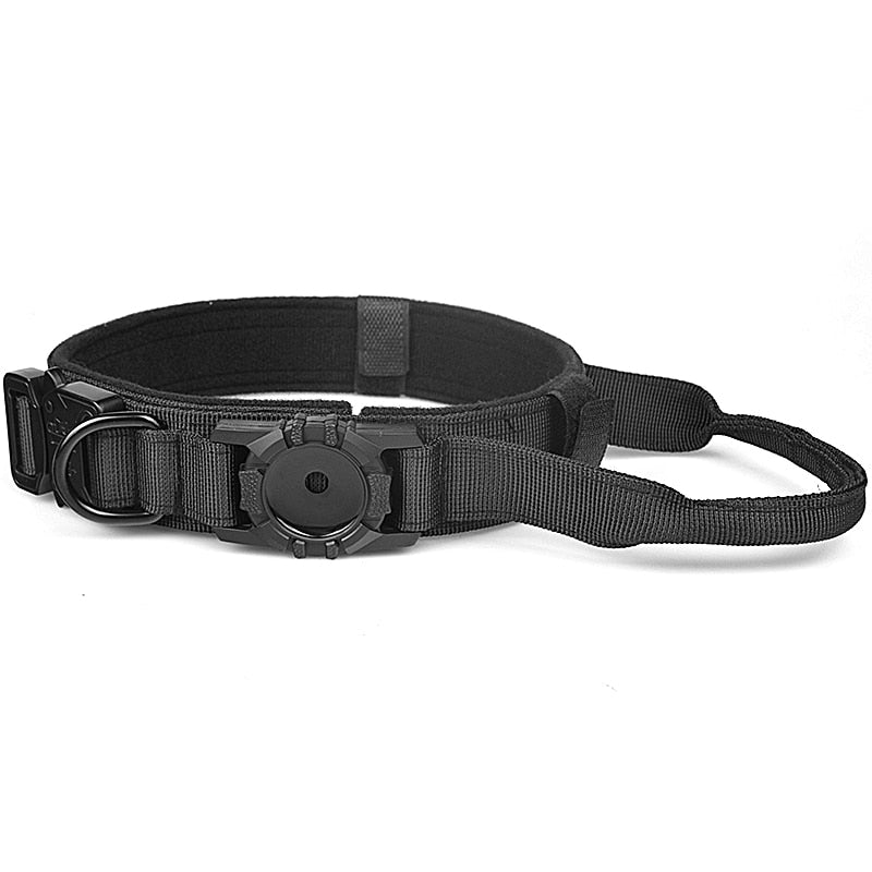 Heavy Duty Tactical Military Dog Collar with AirTag Holder (AirTag not inc)