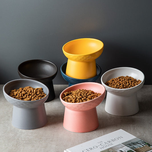 Quality Raised Ceramic Food Bowls - Nordic Style