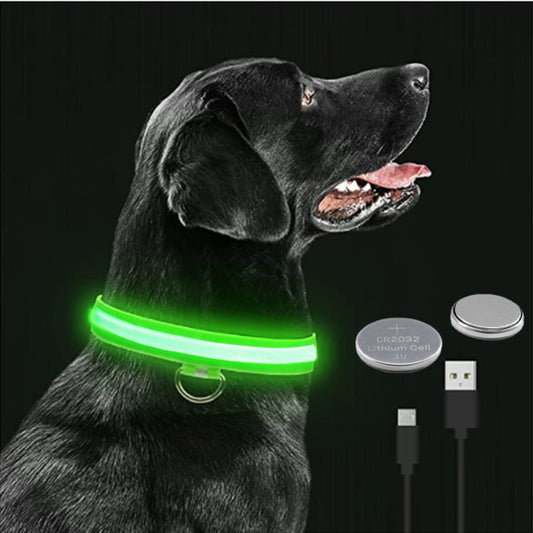 LED Glowing Rechargeable Luminous Collar - Great range of colours and sizes