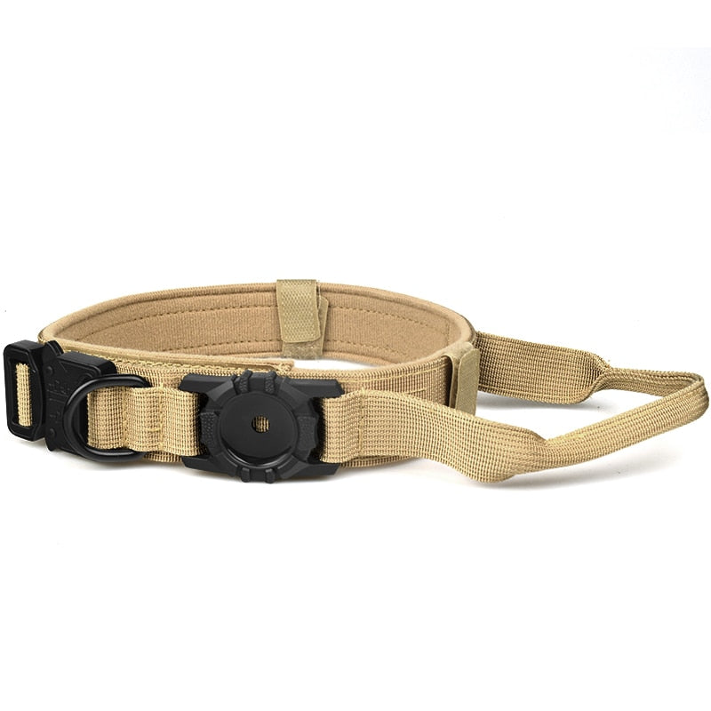 Heavy Duty Tactical Military Dog Collar with AirTag Holder (AirTag not inc)